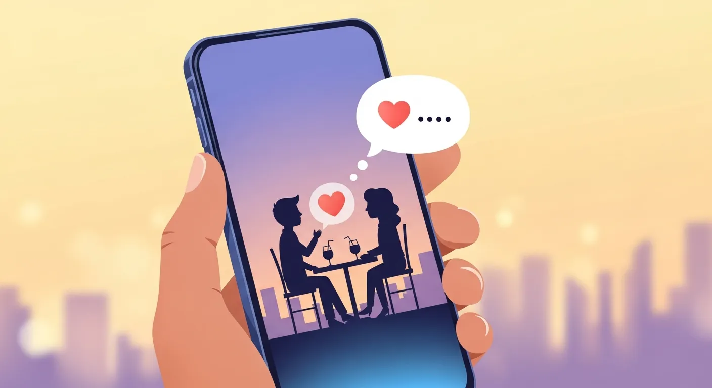 A smartphone showing a friendly follow-up message after a date, symbolizing polite communication, reflection, and proper post-date etiquette.
