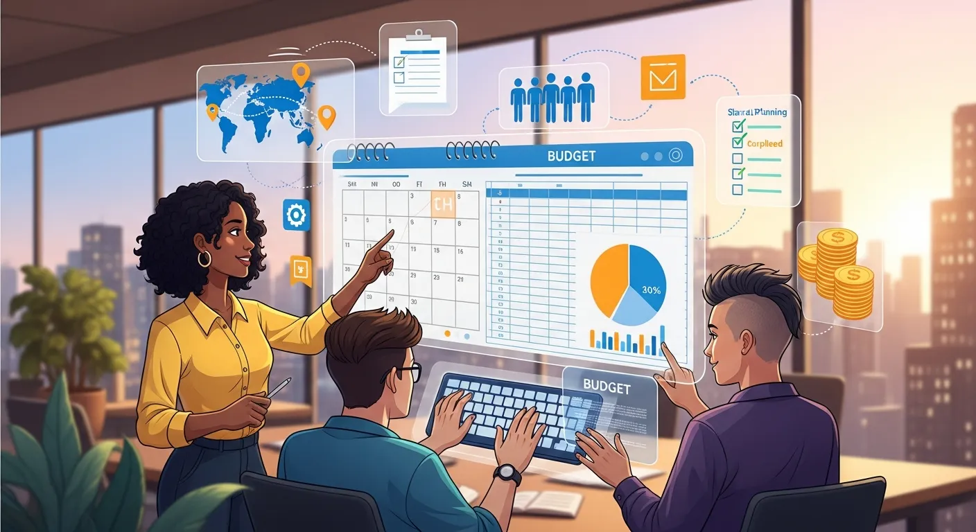 Couple organizing schedules, tasks, and finances using a joint digital dashboard on a tablet