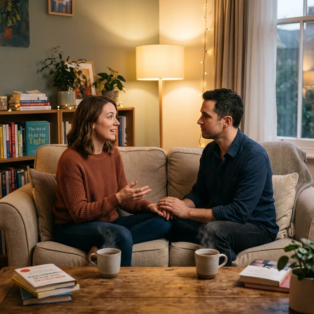 Romantic couple holding hands showing emotional connection while rebuilding trust in their relationship